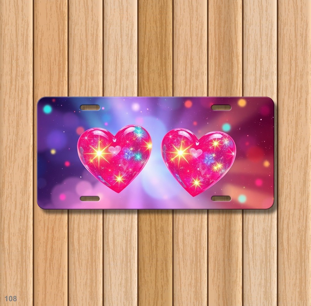Beautiful Hearts License Plate Optional Text Front Bumper Plate Gift Idea