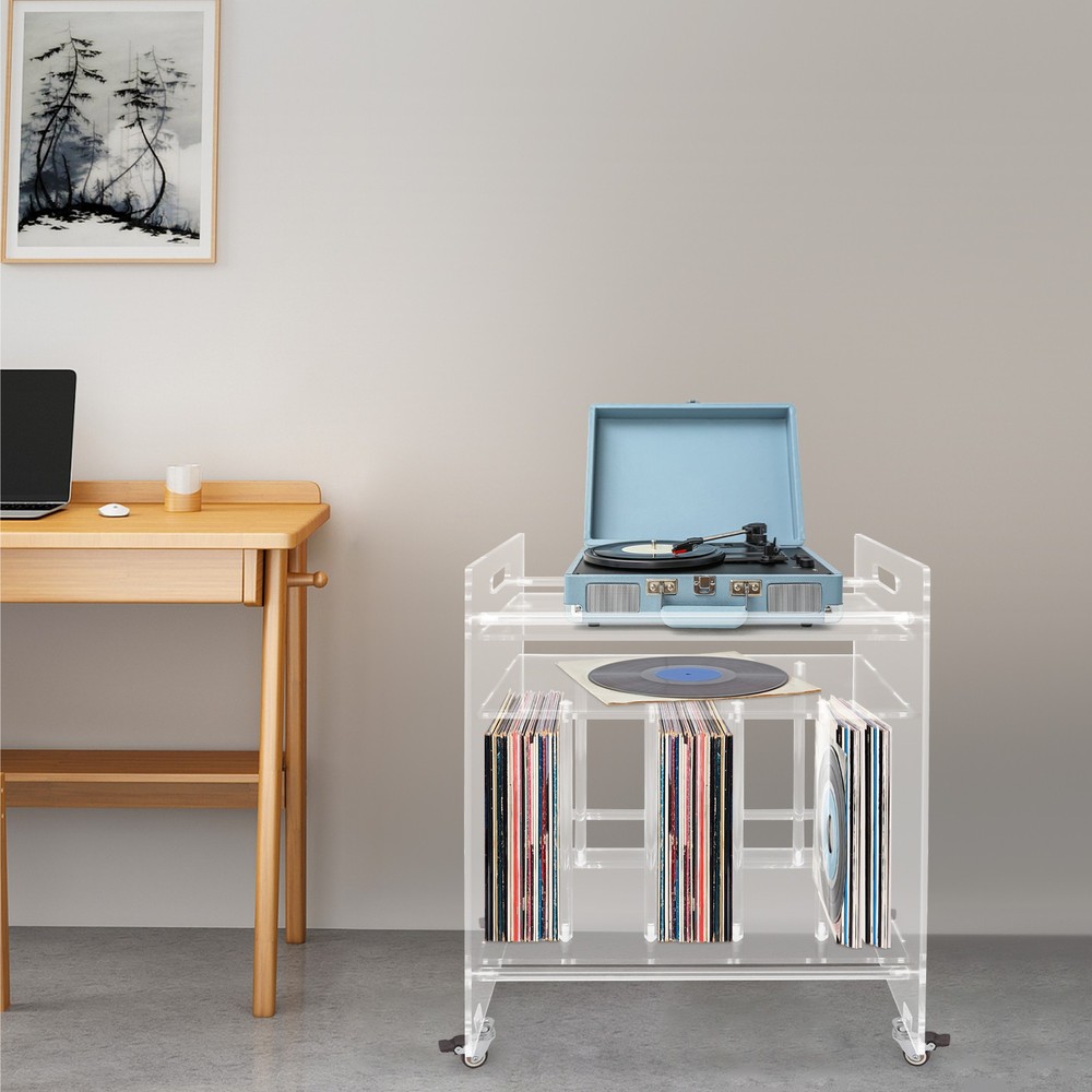 Clear Record Player Stand, Record Storage Stand, Record Player Stand Table