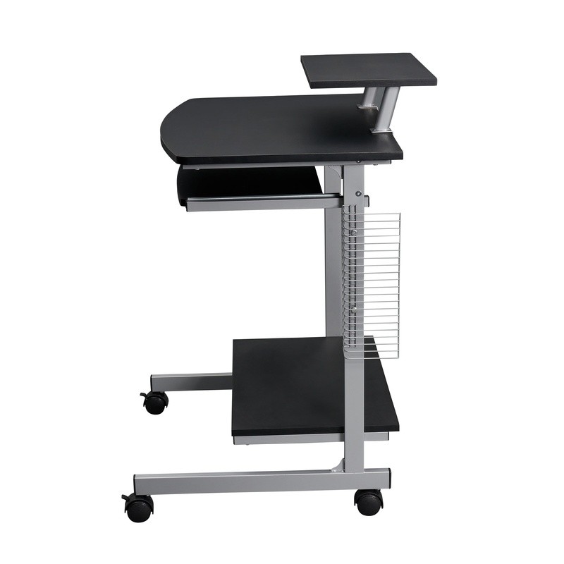 Compact Computer Cart Rolling Workstation Adjustable Shelf Keyboard Tray Storage