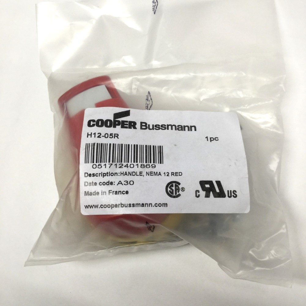 Cooper Bussmann H12-05R Padlockable Disconnect Switch Pistol Handle Operator Red