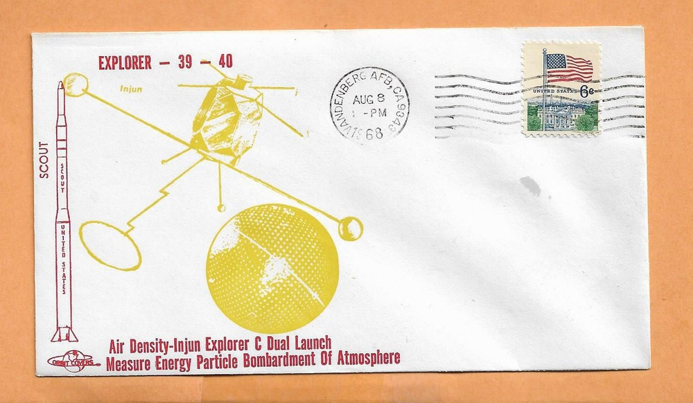 EXPLORER 39-40 AIR DENSITY EXPLORER C AUG 8,1968 VAFB ORBIT SPACE COVER *