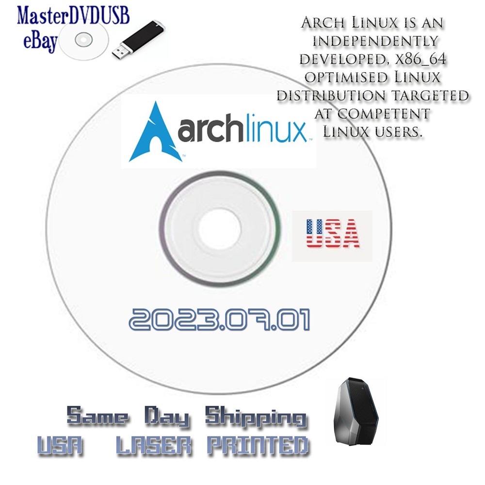 ArchLinux 2023.07.01 Thousands of Tools LASER PRINTED DISK SAME DAY SHIPPING USA