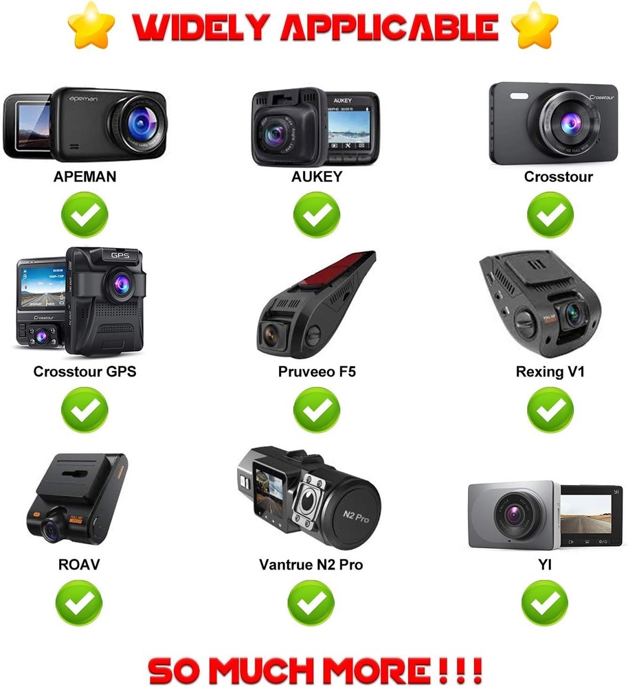 Universal Dash Cam Mount Rear View Mirror Holder with 16 Different Black