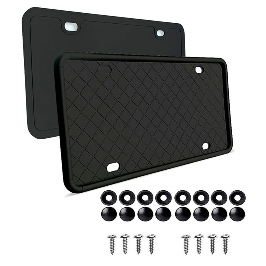 2pcs Silicone License Plate Tag Holder Mounting Kit Front Rear Bracket Protector