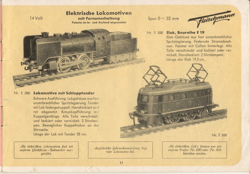 catalog Fleischmann 1951 second version O gauge = 32 mm FAULTY D aa