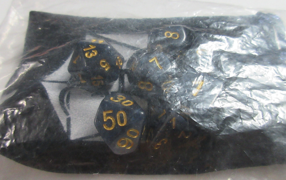 Polyhedral 7 piece  Dice Set with Bag - Universal Black Sparkle