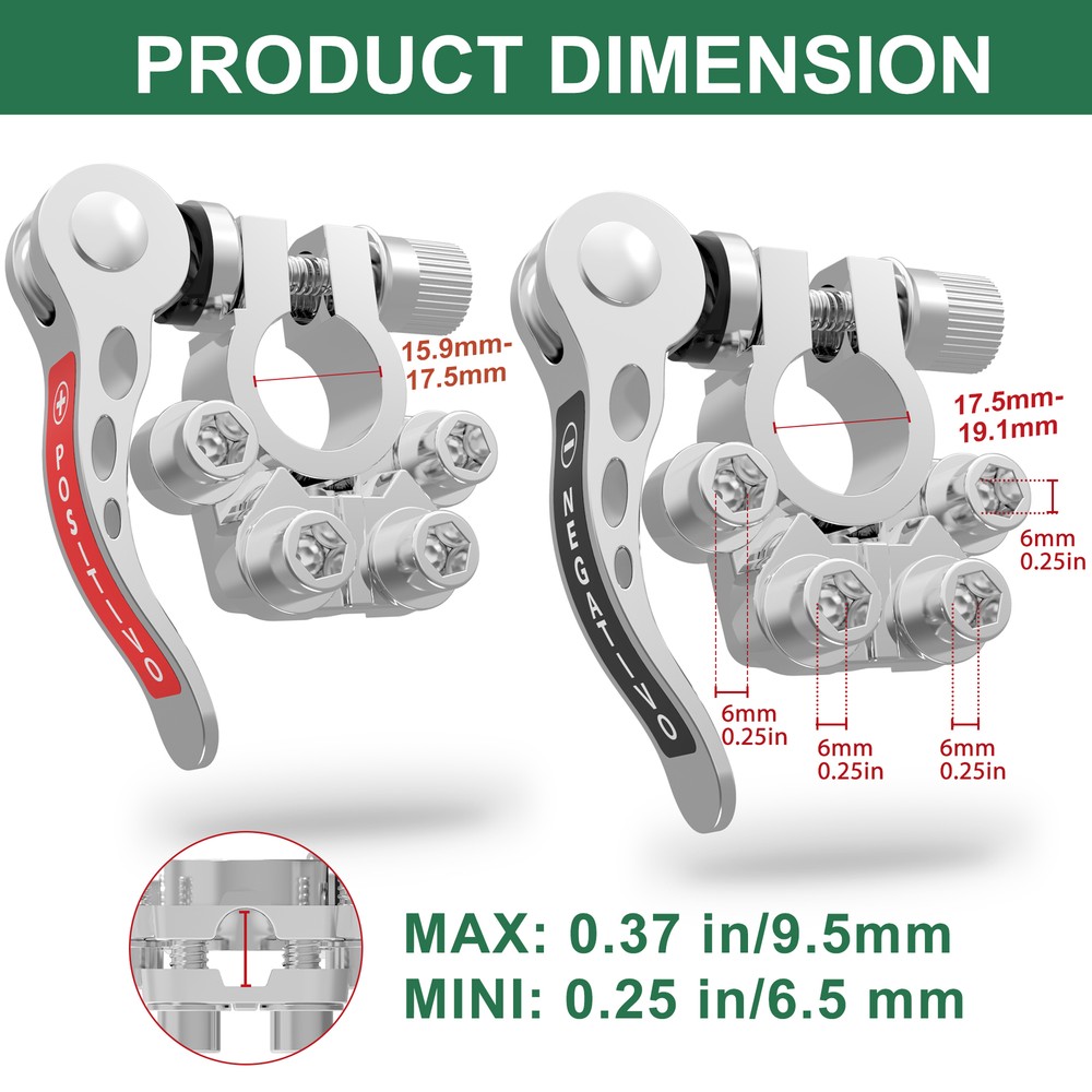 4Pcs Car Battery Terminal Connector Clamp Quick Release Adjust Disconnect Tool
