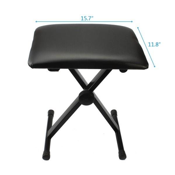 Adjustable Folding Piano Bench Stool Black – Music Keyboard Seat