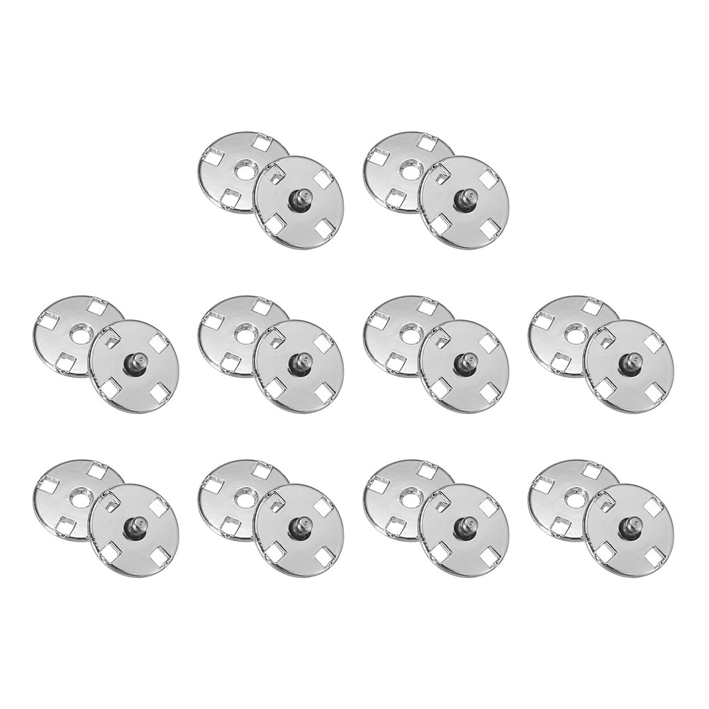 10 Sets Sewing Snap Buttons, Press Buttons Snap Fasteners 12mm, Dark Silver