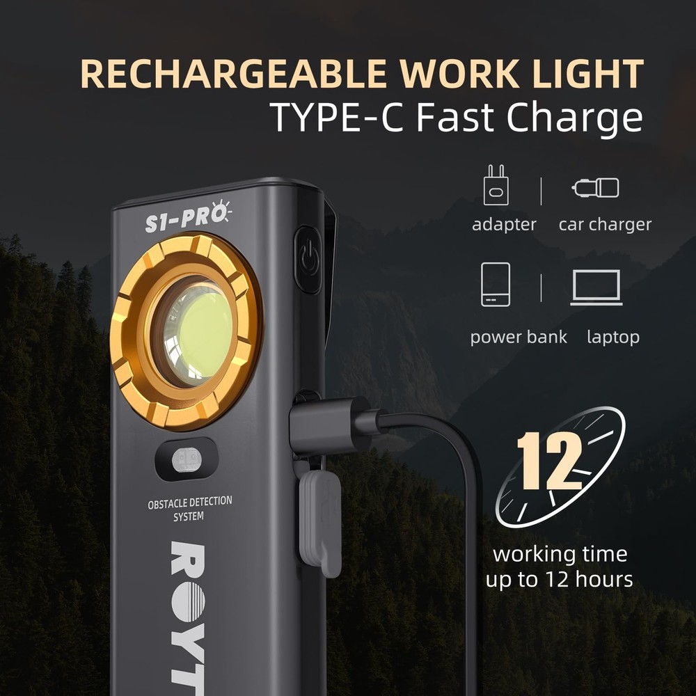 ROYTOA Pocket Flashlight Rechargeable Work Light EDC Slim Flat Flashlight 120...