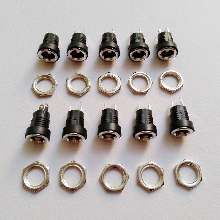 10PC 5.5mm x 2.5mm DC Power Supply Female Jack Socket Panel Mount Connector B171