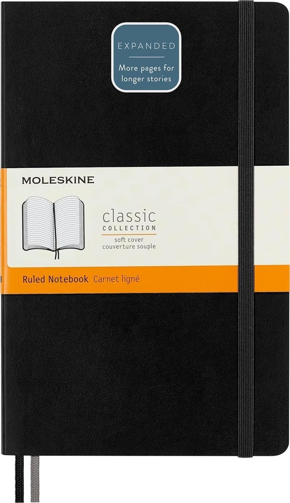 Classic Expanded Notebook, Soft Cover, Lar Ruled/Lined, Bla,