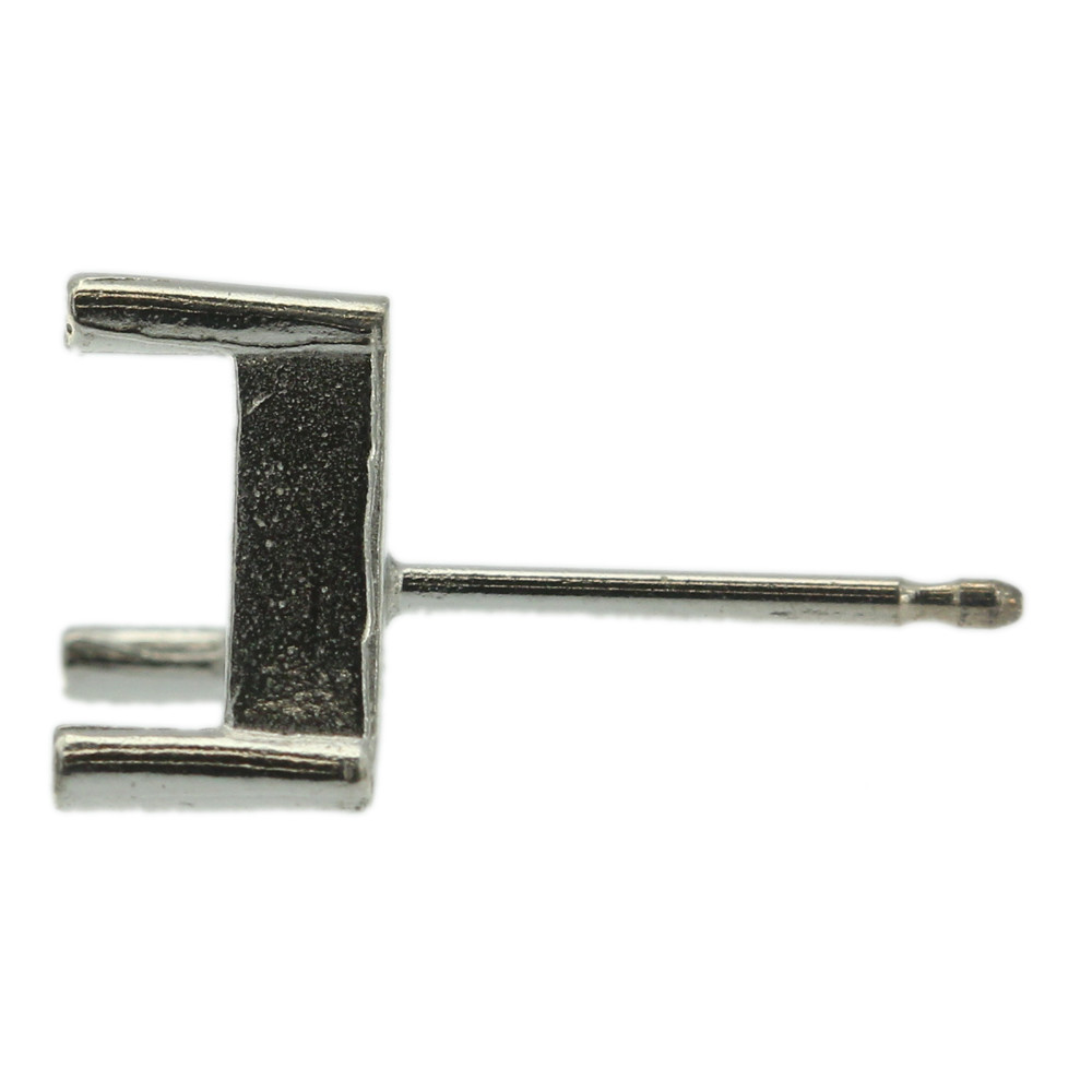 14k White Gold Triangle Stud Earring Mounting Setting Push Back Post 3 Prong USA