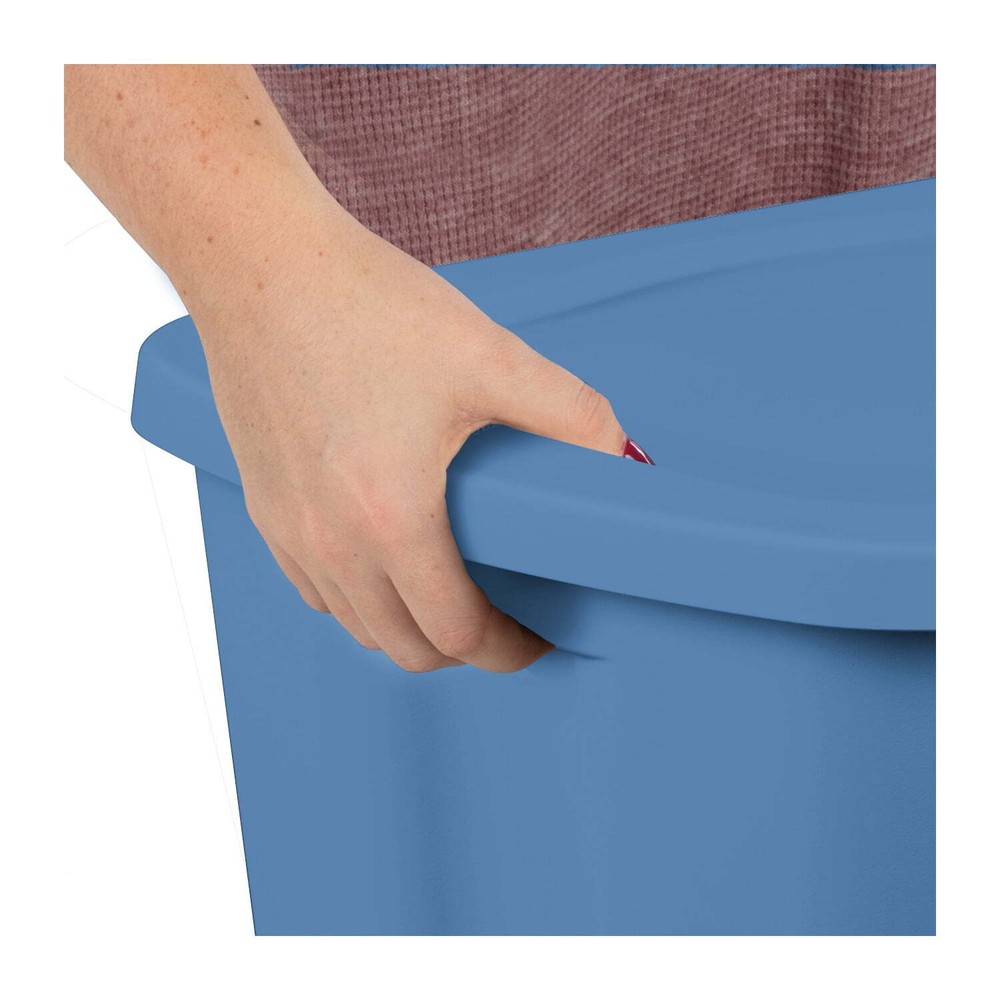 18 Gallon Plastic Storage Container with Snap-on Lid, Light Blue, 8 Pack！
