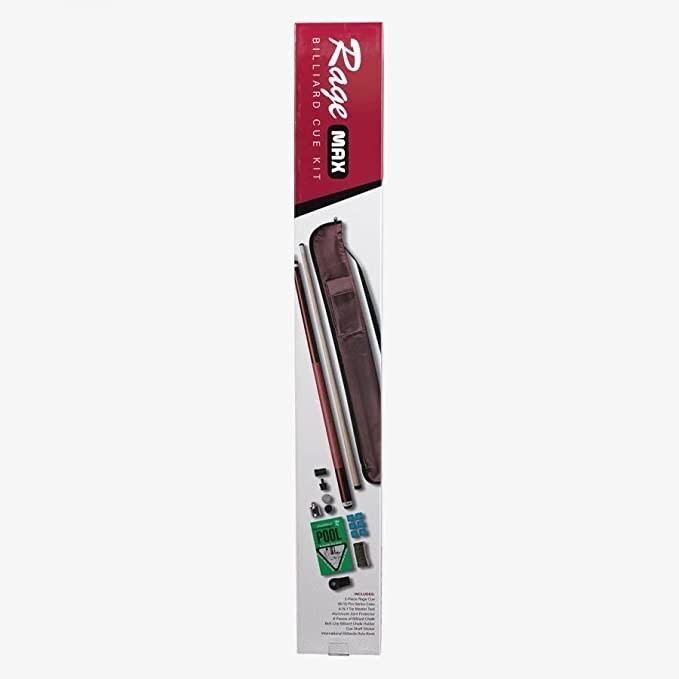RAGE Billiard Cue Kit (Burgundy)Beginners starter Bundle- pool cue & more