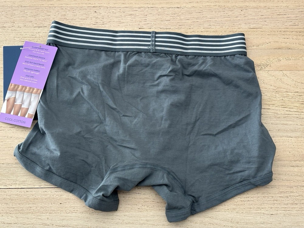 NEW Men's Tommy John Cool Cotton Trunk Size Medium Slate Grey NWT