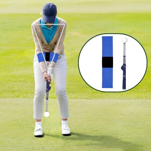 3 Pcs Right Hand Golf Training Aid Retractable Golf Swing Trainer Grip Blue