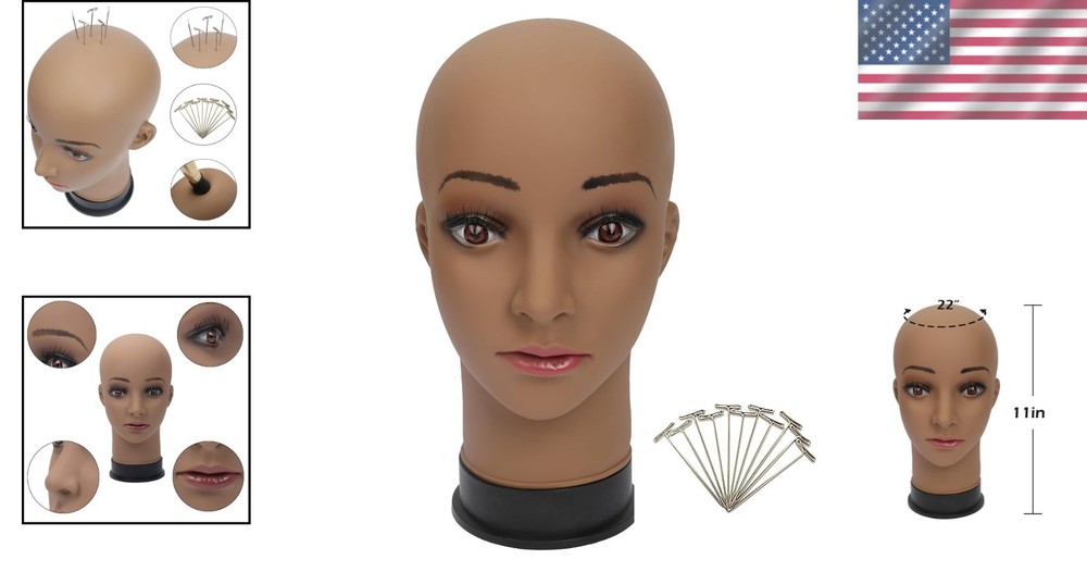 22'' Professional Brown Mannequin Head for Makeup Practice & Wig Display