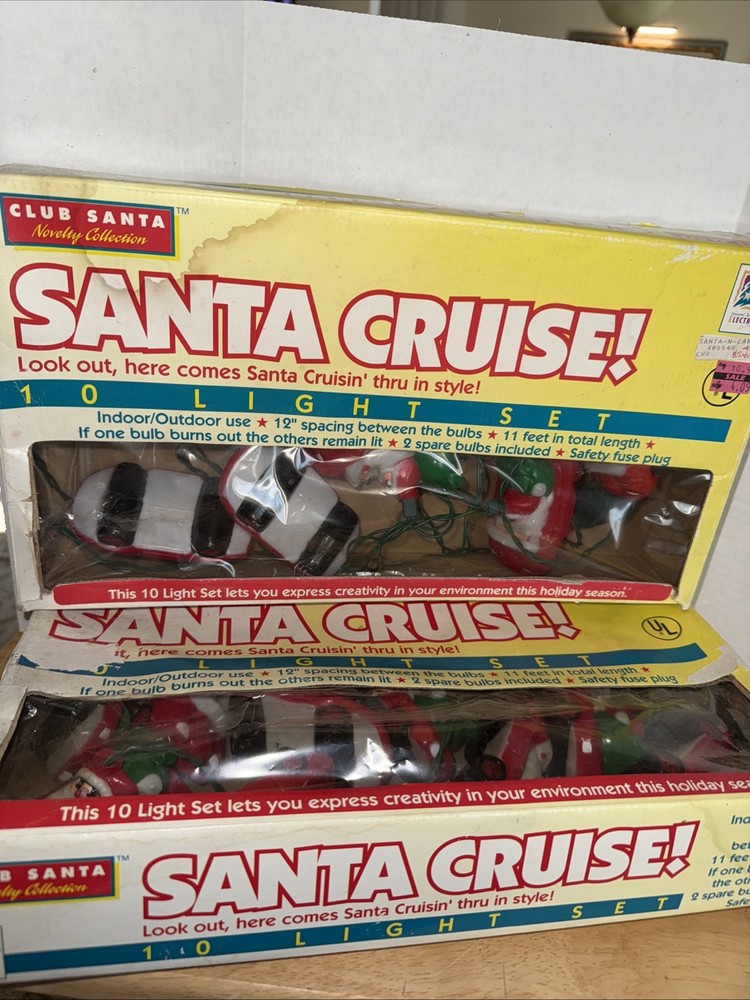 2 Sets Santa Blow Mold Convertible Car Light Covers & String Lights Christmas