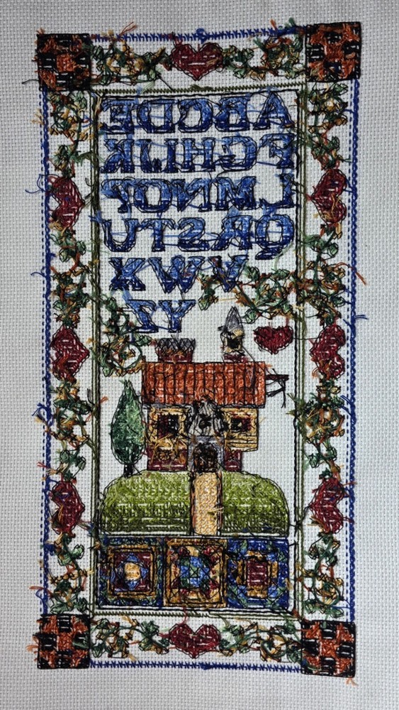 Alphabet Sampler Finished Cross Stitch Piece Unframed