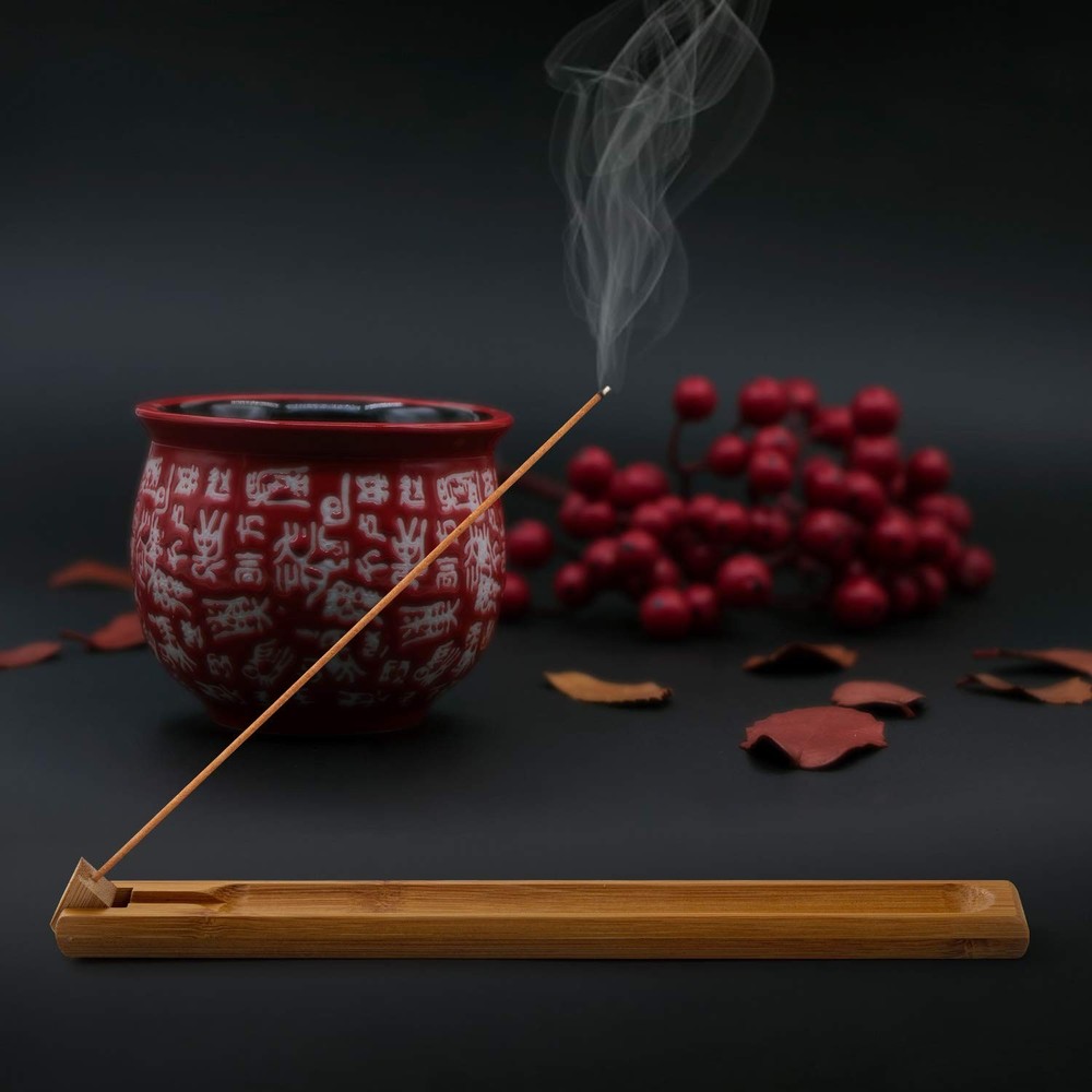 Bamboo Wood Incense Holder for Sticks with Adjustable Angle,