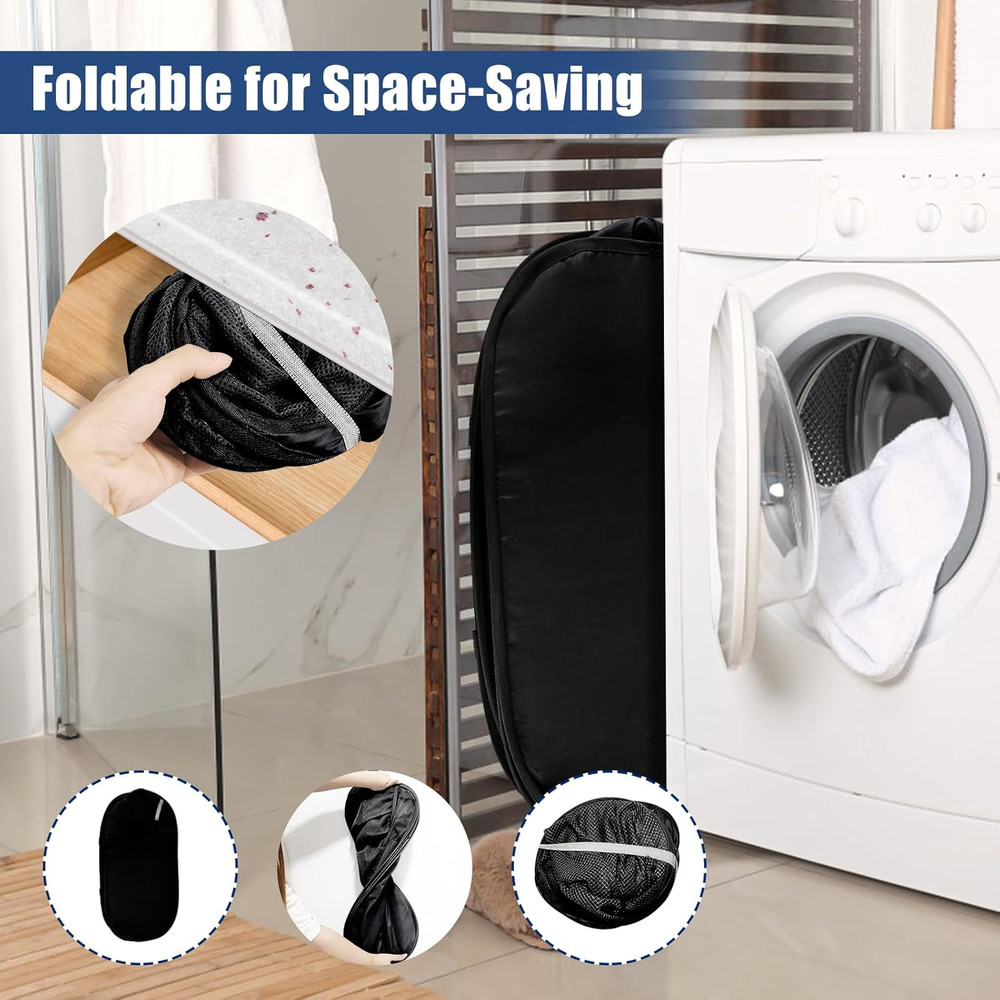 Collapsible Laundry Baskets, Upgrade Pop Up Laundry Hamper with Convenient Ba...