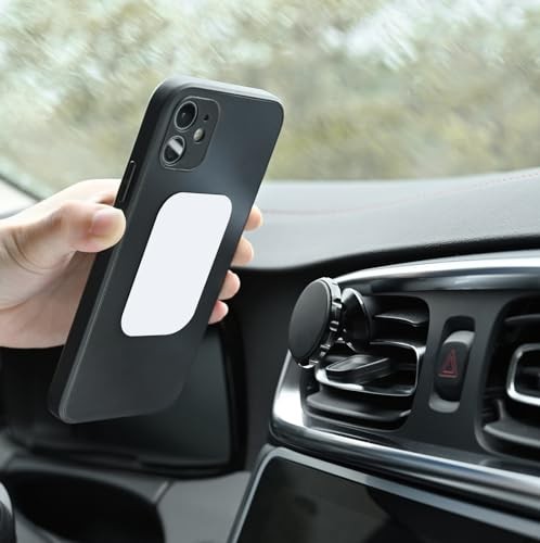 Phone Magnets - Universal Metal Plates, 2 Rectangular and 2 Round with A white