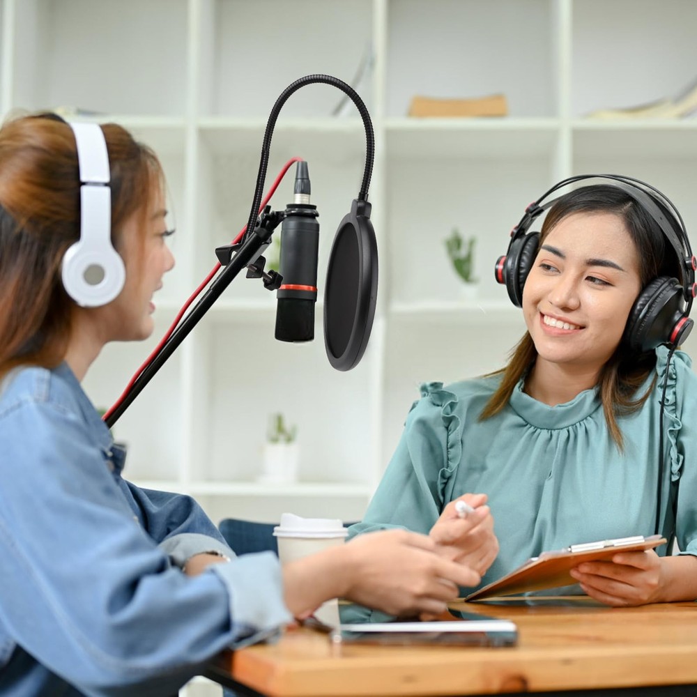 Professional Microphone Pop Filter Shield,Mic Wind Shield Screen with Blue Ye...