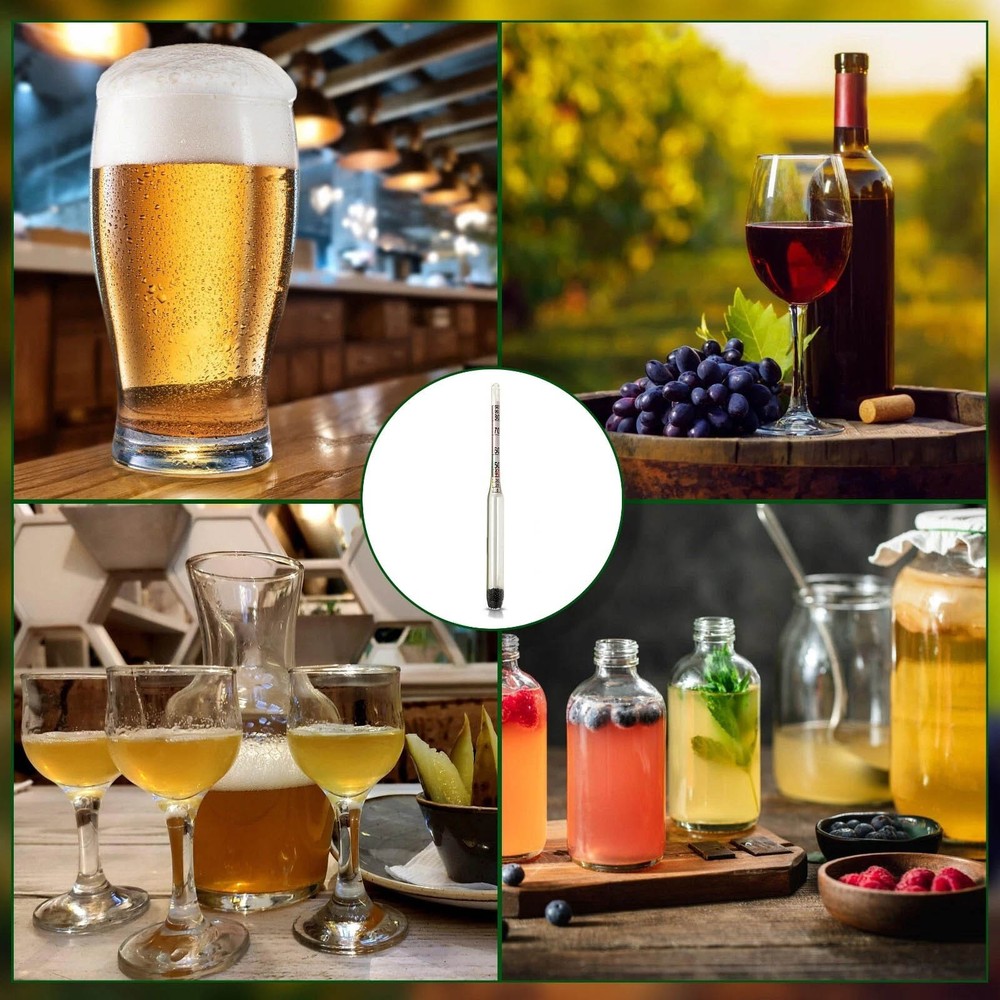 Alcohol Meter 0-96% Specific Gravity Hydrometer for Beer Wine Making Kit Set