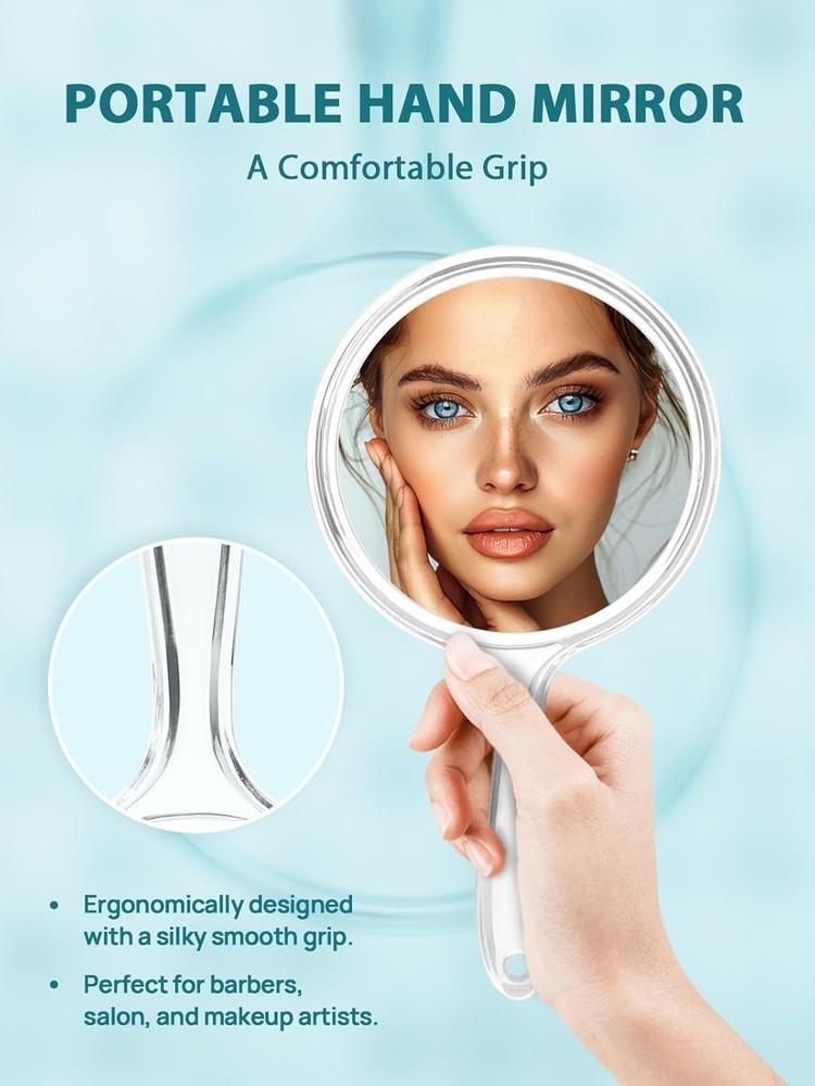 Versatile Double-Sided Mirror, Handheld and Lightweight - 15X Magnifying - 10.5"