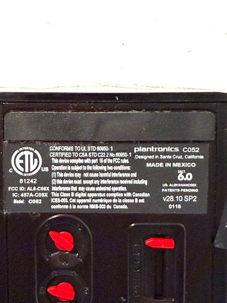 Plantronics Wireless Headset Base C052 Base Only