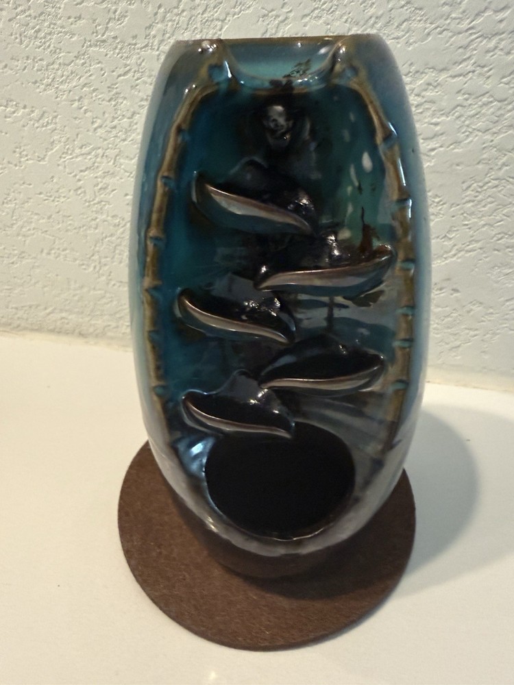 Ceramic Waterfall Backflow Incense Burner with Bamboo Mat