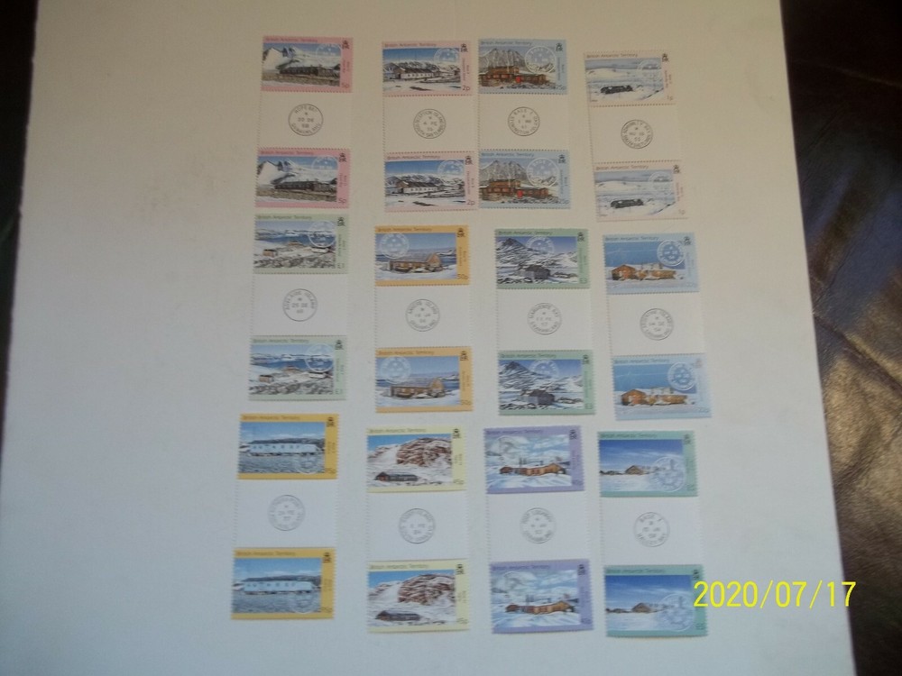 BRITISH ANTARCTIC TERRITORY #330-41 -MNH GUTTER PAIRS - BASE POSTMARKS IN MARGIN