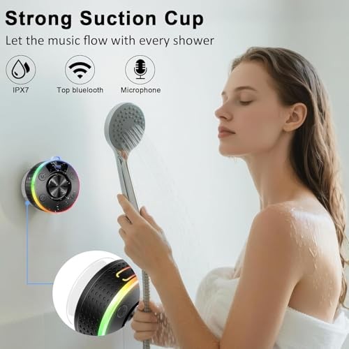 Bluetooth Shower Speaker, Portable Bluetooth 5.4 Speaker with 360°HD black