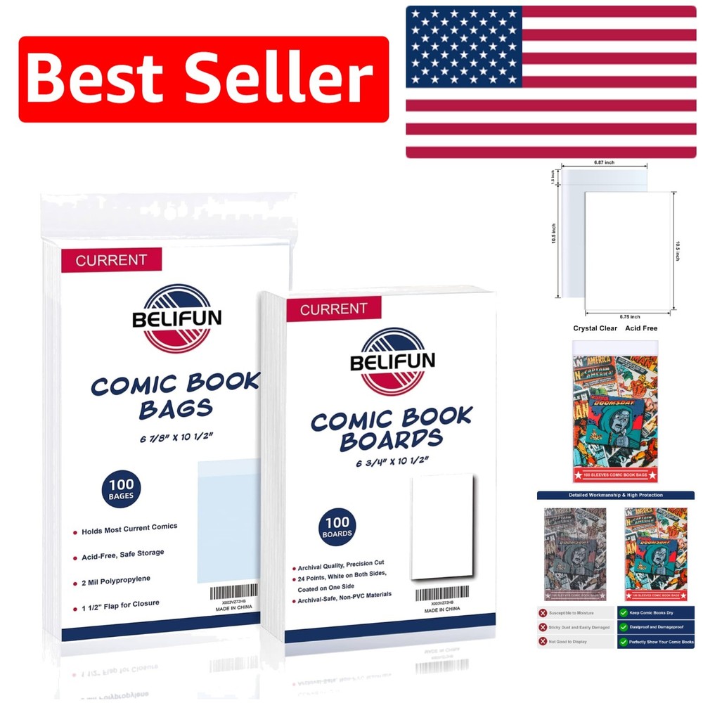Clear Protective Comic Book Bags & Boards - 100ct Reusable Collection Accessory