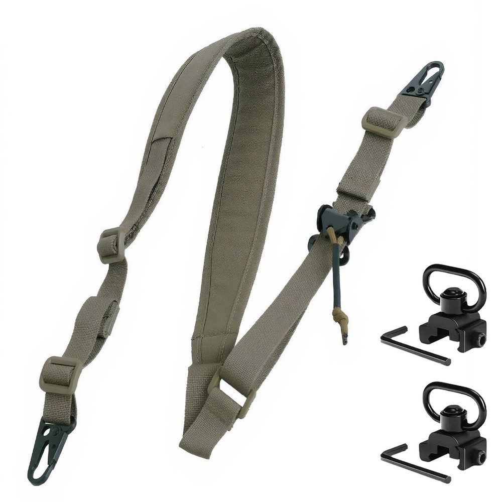 2 Points Sling Strap Adjustable Padded Tactical Shooting Sling QD Swivels Mounts