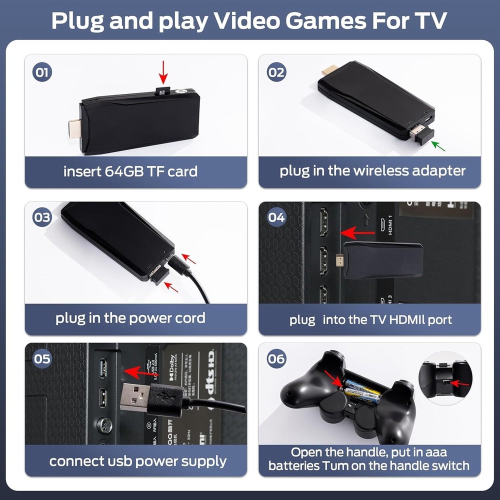 Retro Game Console, Retro Gaming Console, Wireless Retro Game Console, Plug &...