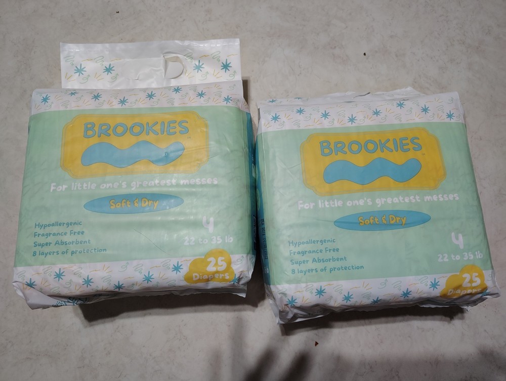 (4) BROOKIES SOFT & DRY SIZE 4 DIAPERS