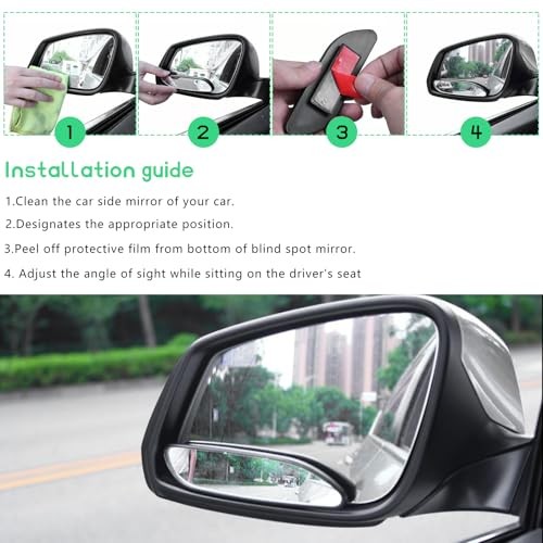 2PCS Blind Spot Car Mirror, Rectangular HD Glass Wide Angle Rearview 2 PCS
