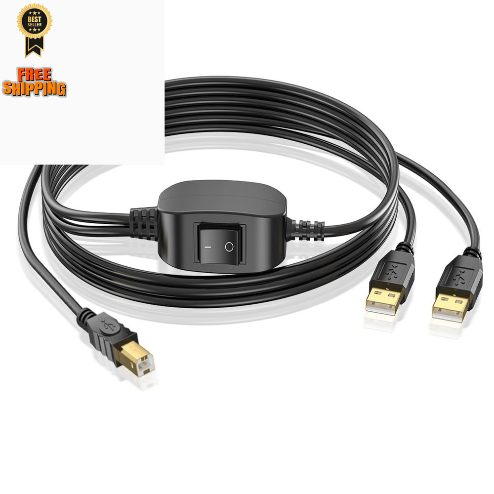Printer Cable Splitter for Two Computers USB Individual Cable, Black