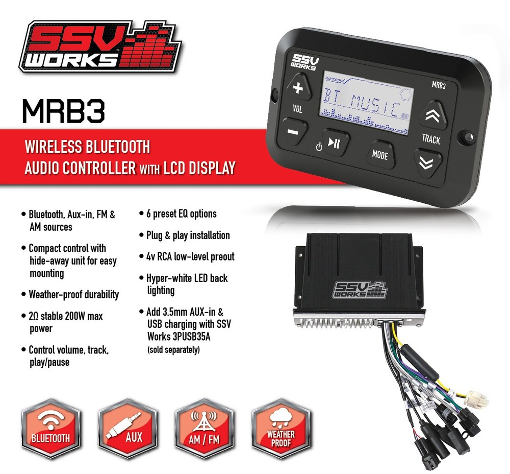 SSV Works MRB3 Panel mount Bluetooth Media Controller with LCD Display