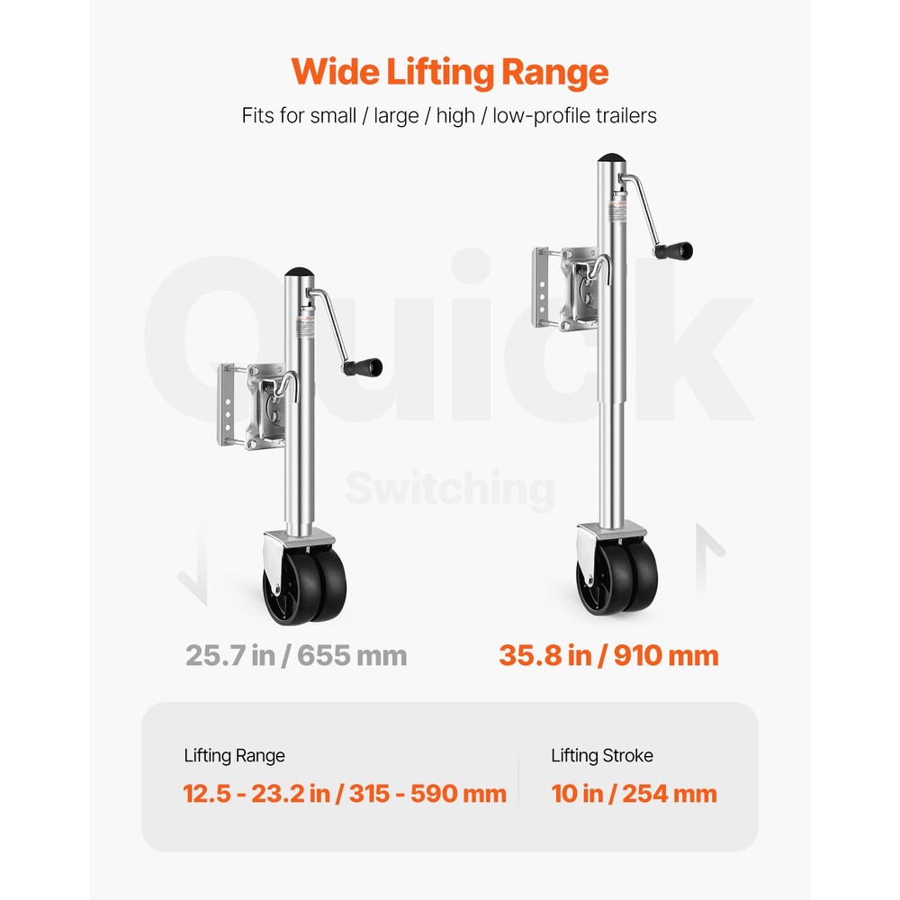 Boat Trailer Jack Marine Heavy Duty Swivel Mount Tongue Jack 2000 lbs Load