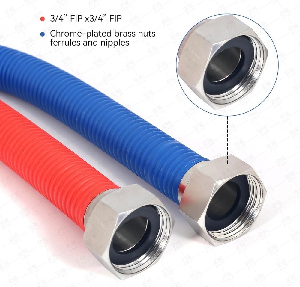 48" Flexible Stainless Steel Corrugated Water Heater Connector 3/4"FIP x 3/4"FIP