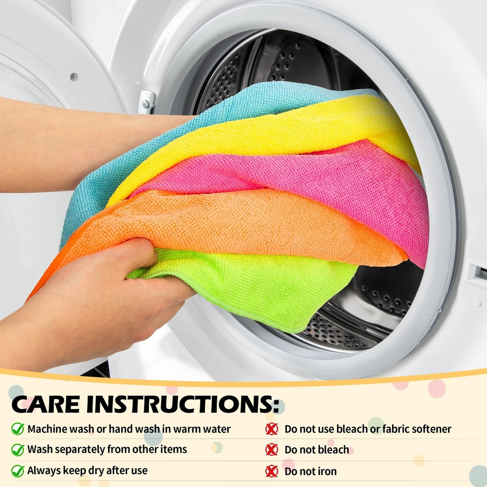 FIXSMITH Microfiber Cleaning Cloth, 20 Pack 20PK, 5 Colors Assorted