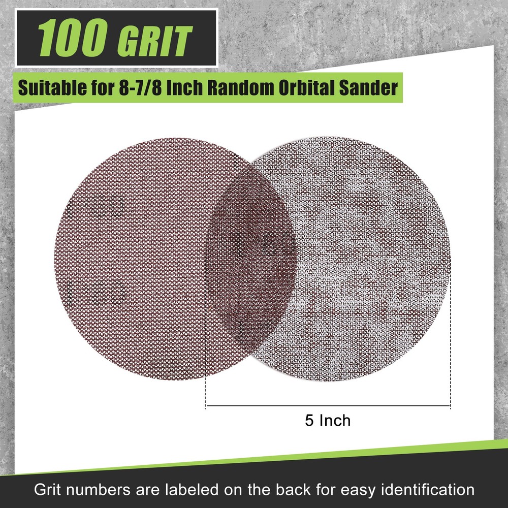 5 Pcs 5 Inch Grid Sanding Discs, 80 Grit Wall Sanding Discs