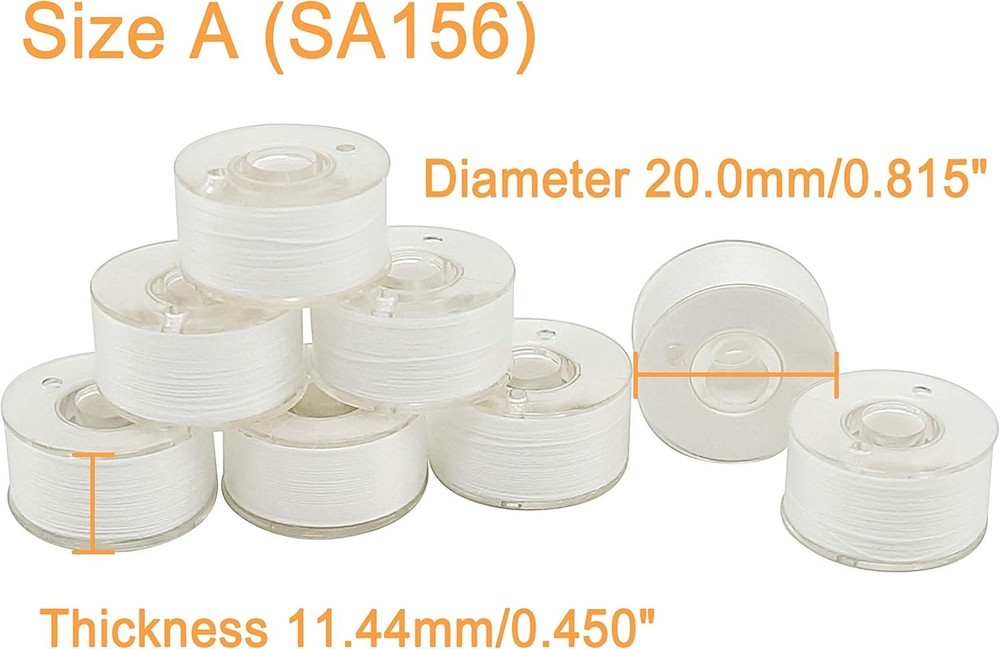 Cottonized White Prewound Bobbin Thread - 144pcs Compatible with Major Brands