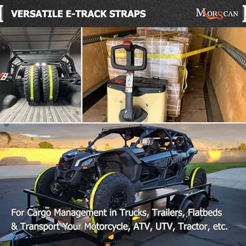 4-Pack Ratchet Straps, 2" x 15' E Track Tie Down Straps 4,400lbs Break E-Track