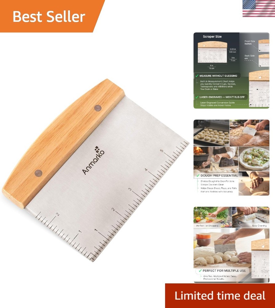 Heavy-Duty Bench Scraper - Triangular Stainless Steel Tool for Precise Cooking