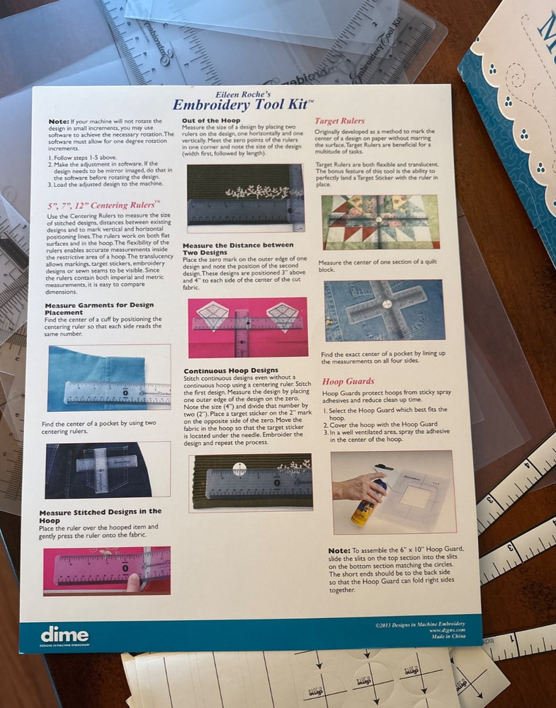 Eileen Roche Embroidery Tool Kit Machine Embroidery Placement Tools Incomplete