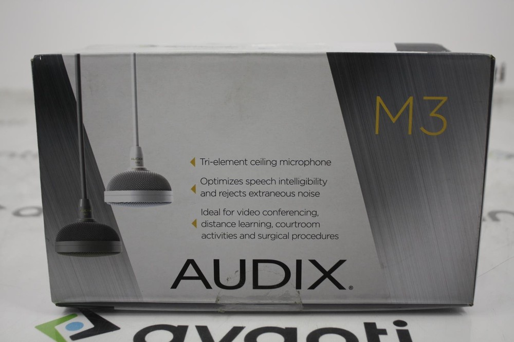 New Audix M3W M3 Tri Element Hanging Ceiling Microphone with 4 Cable White